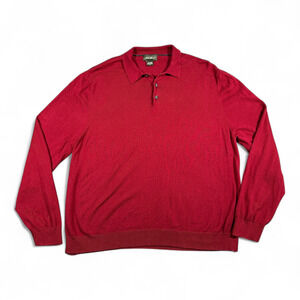 Eddie Bauer Polo Shirt Adult EXTRA LARGE Red Cotton Cashmere Knit Soft Y2K